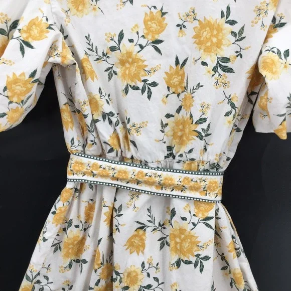 Joie White yellow floral puff sleeve mini dress Azaleia spring summer flirty 10 - Picture 13 of 16